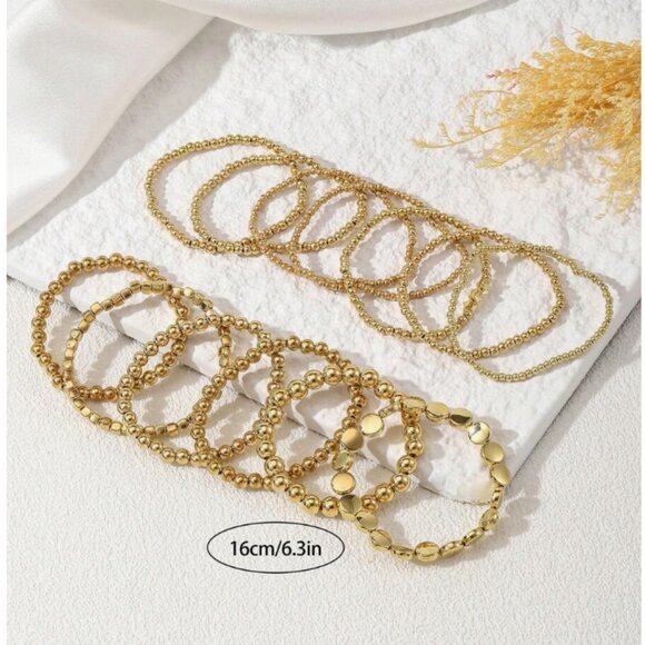 🆕2 for $20 Gold Boho Style Beaded Stretchy Bracelet Set (2 packs - 6 bracelets) - Picture 3 of 4